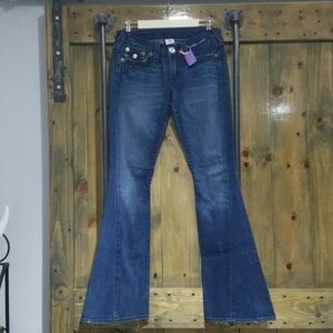 DENIM WOMENS VINTAGE TRUE RELIGION WIDE LEG FLARE JEANS 80S 90S Y2K